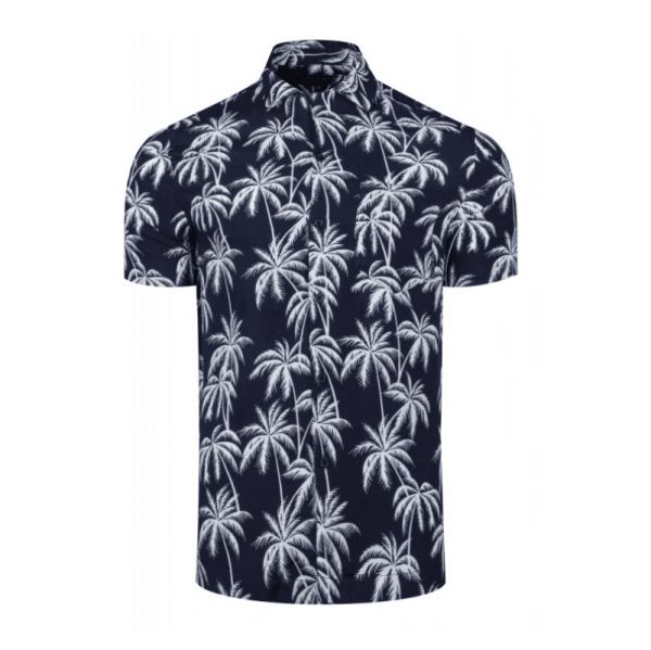 Religion Chill Palm Print Shirt Navy White