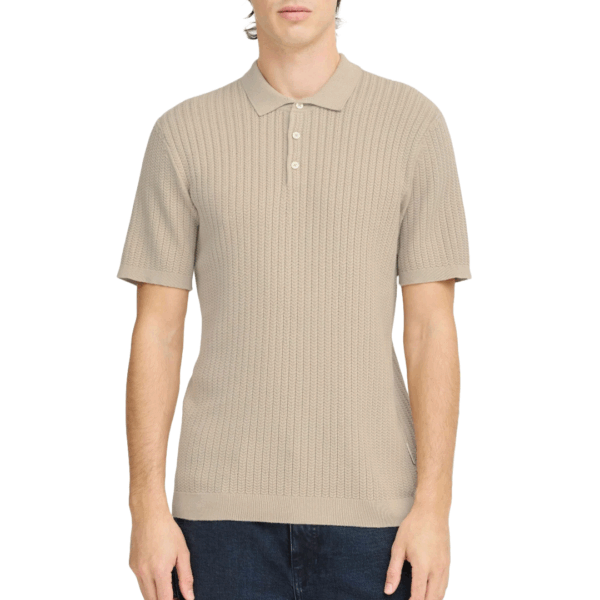 Casual Friday Karl Structured Knit Polo Wheat - Image 2