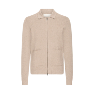 Casual Friday Claes Knitted Zip Cardigan Camel