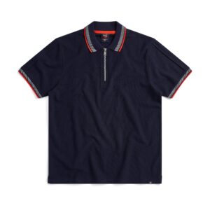 DML Jeans Egan Zip Neck Pique Polo Navy