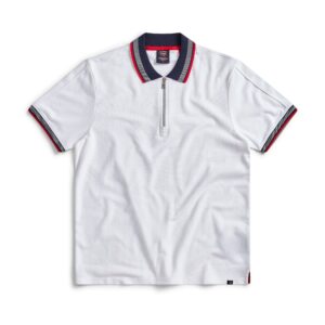 DML Jeans Egan Zip Neck Pique Polo White