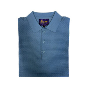 Arthur & Russell Textured Polo Knit Steel Blue